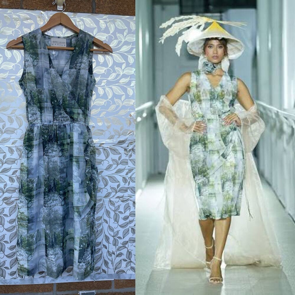 Plains & Prints x Mark Nicdao Manila Dress Size US 2 Vintage Aesthetic Chiffon